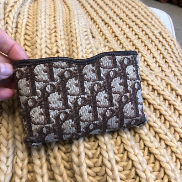 RARE Christian DIOR (Paris-Mexico) Vintage Canvas/Leather Pouch - Picture 1 of 14
